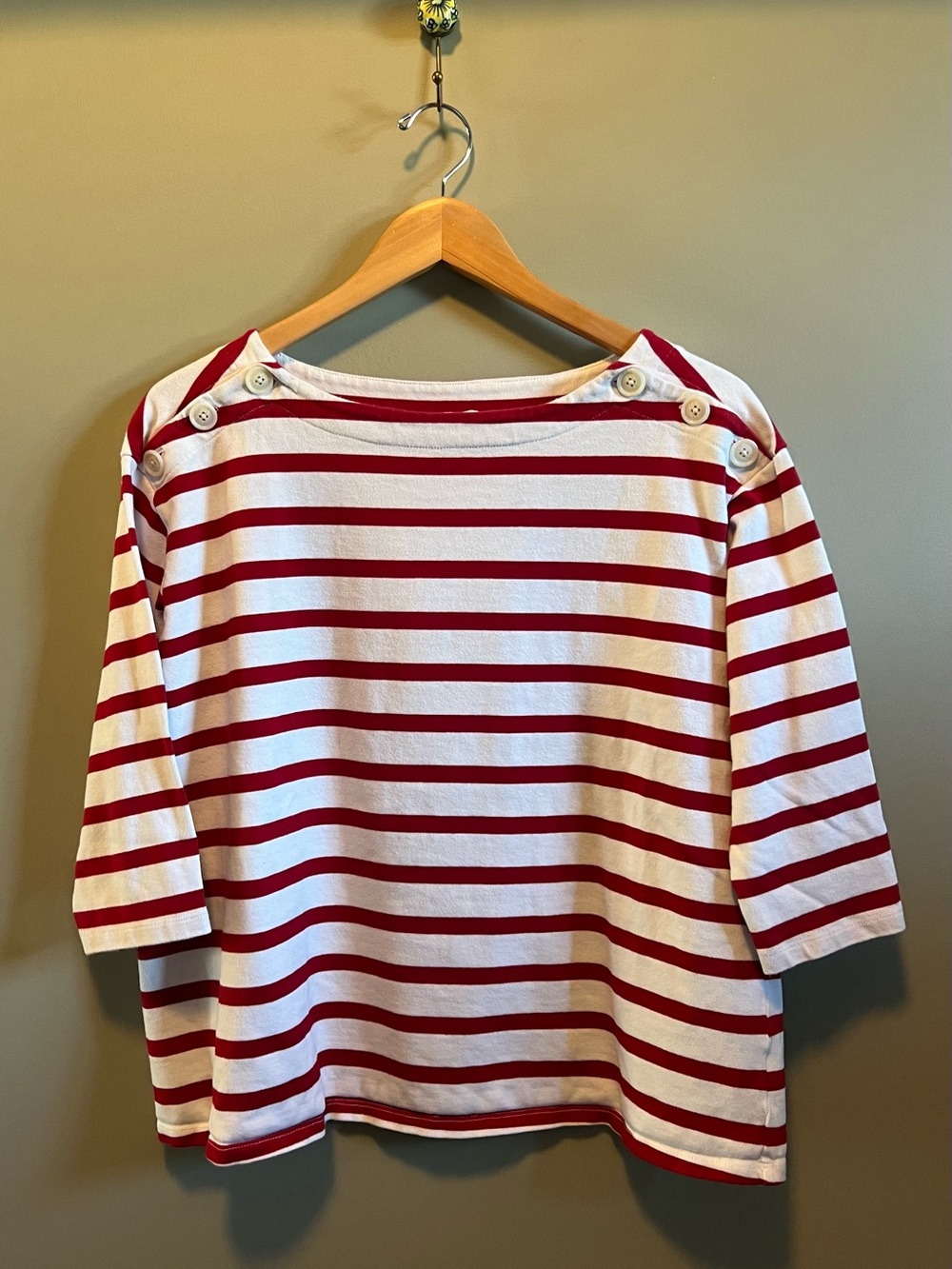 Nines by Hatch Red & White Striped Boatneck Maternity Shirt - Picture 7 of 7